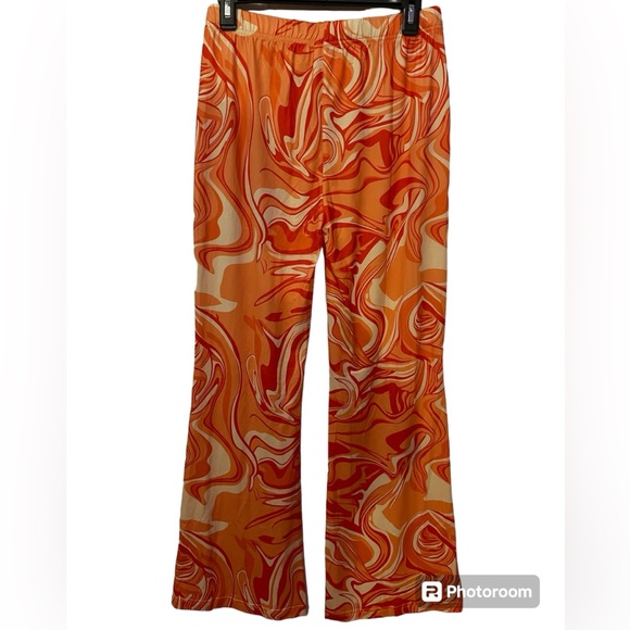 Orange Retro Y2K Flare Pants Large XL - Picture 4 of 4